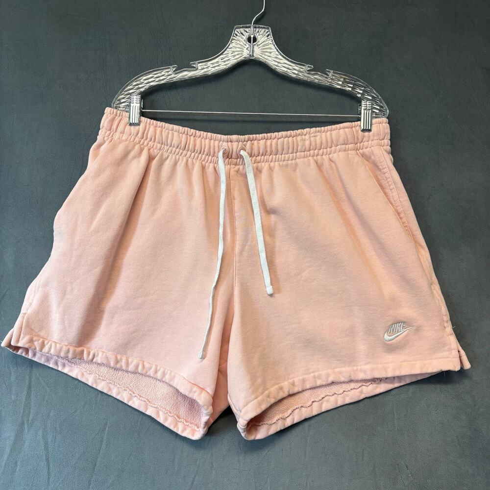 Nike Sportswear Pink Fleece Shorts XXL Drawstring Cotton Lounge Casual Athleisur